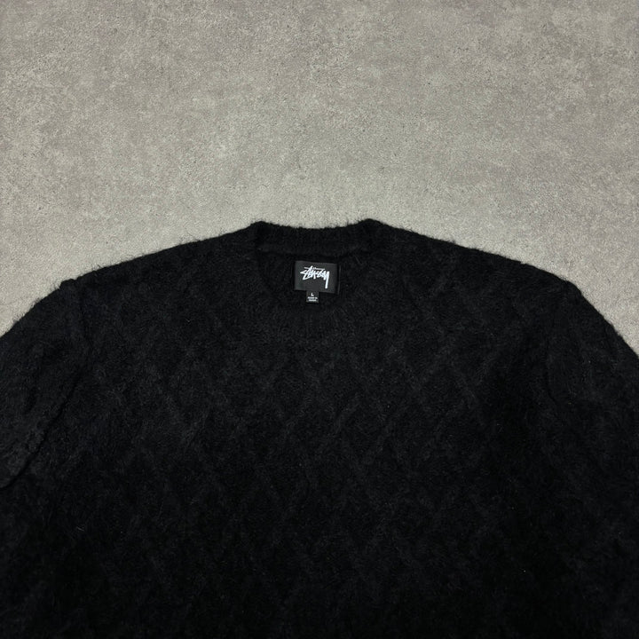 Stussy Black Diamond Knitted Wool Sweater (L)