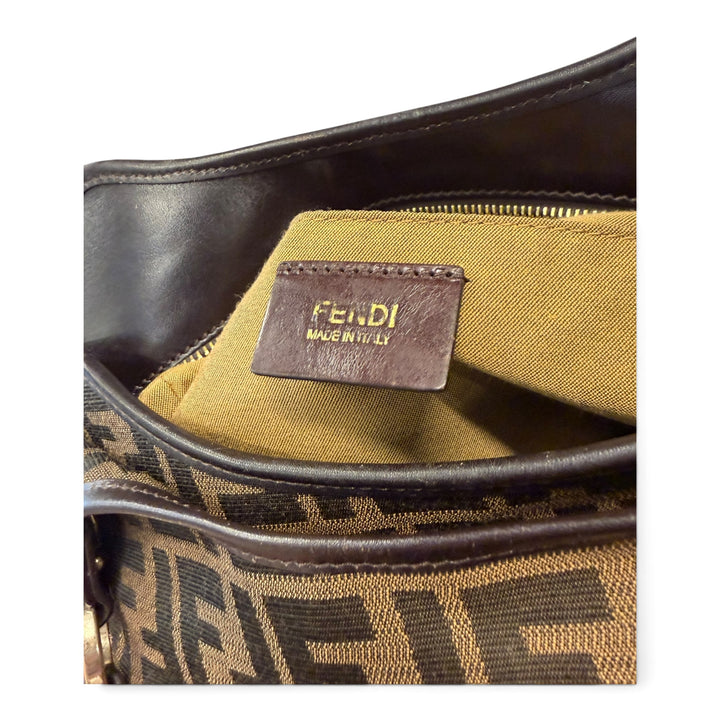Fendi Zucca Tote In Brown Canvas And Leather Bag