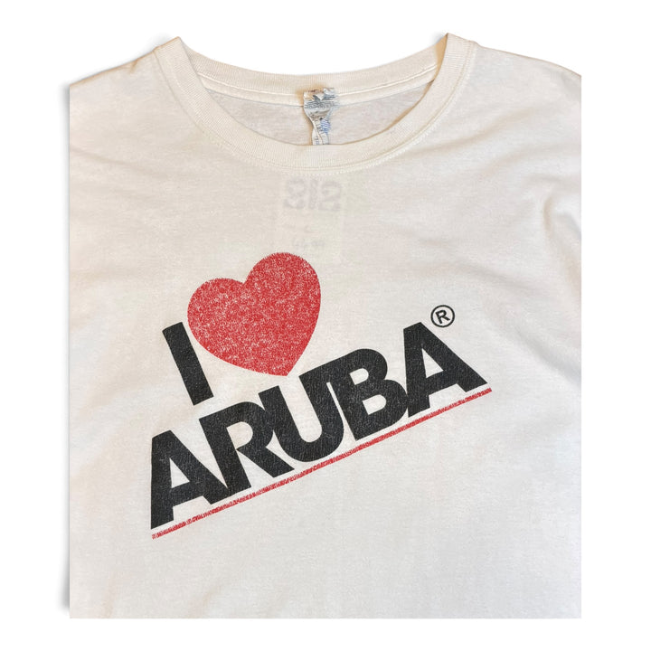 Vintage I Love Aruba White Graphic T-Shirt (L)