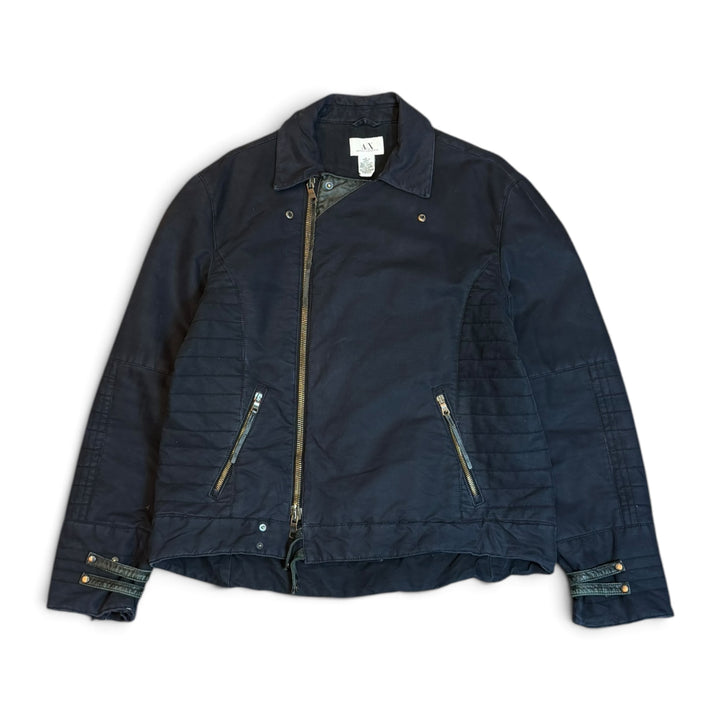 Vintage Armani Exchange Navy Side Zip Heavy Collared Jacket (L)