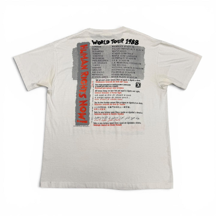 1988 Vintage Reebok Human Rights Now! White Graphic T-Shirt (XL)