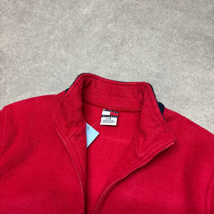 90's Vintage Tommy Hilfiger Red Spell Out Fleece (M)