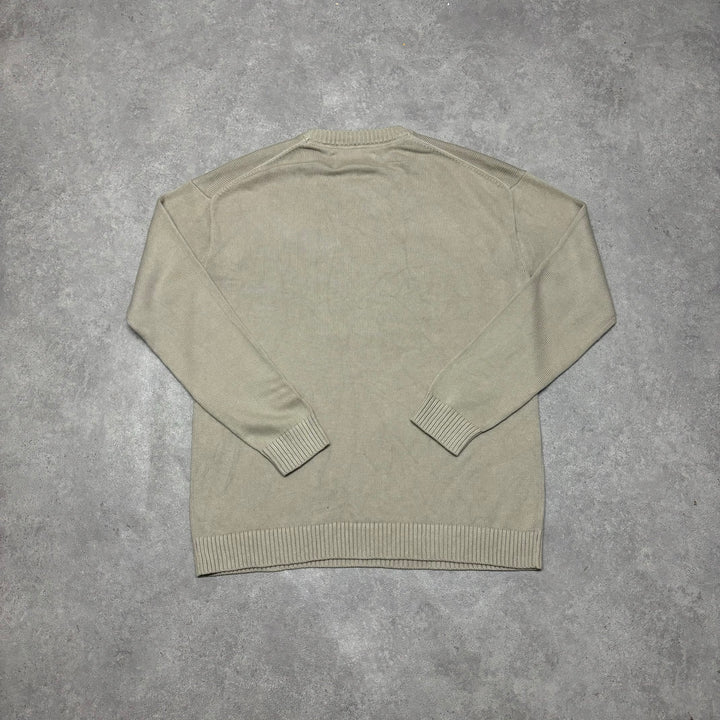 Vintage Calvin Klein Beige Spell Out Knitted Sweatshirt (XXL)