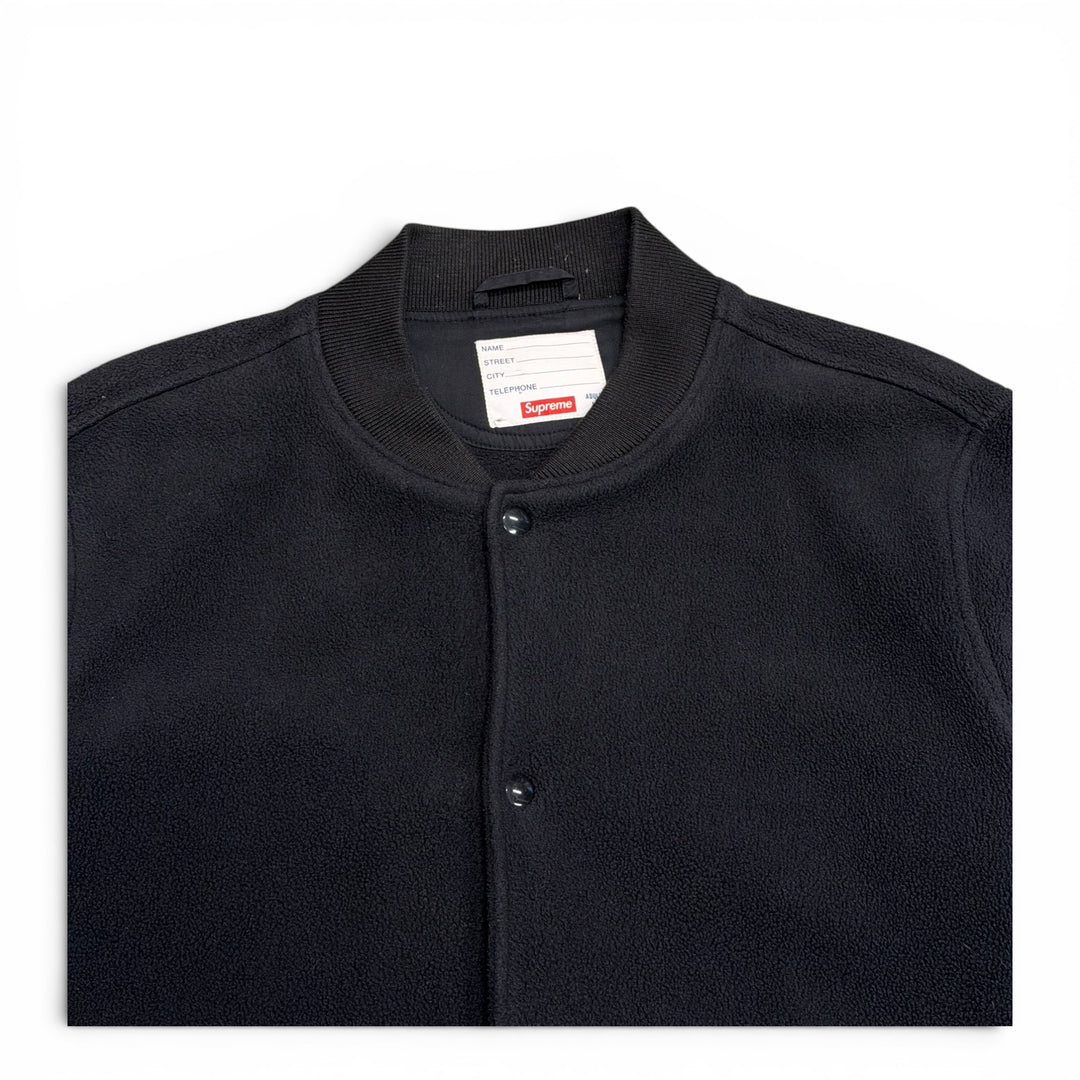Supreme Black Fleece Button Up Varsity Jacket (L)