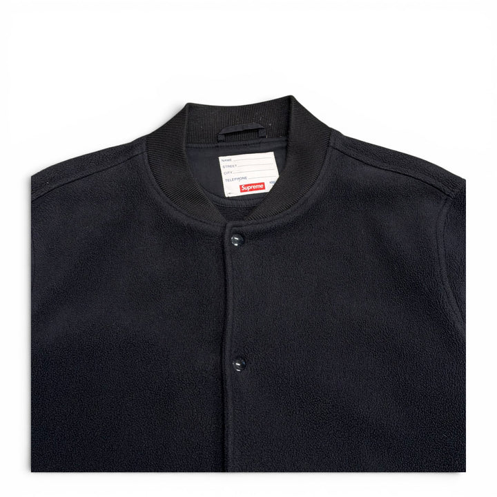 Supreme Black Fleece Button Up Varsity Jacket (L)