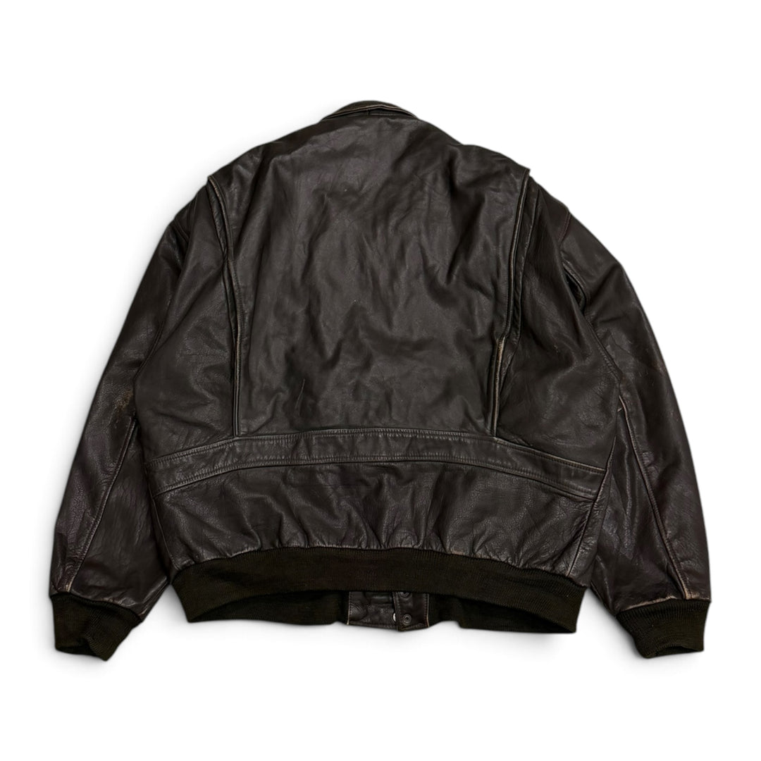 Vintage Pilot Style Leather Jacket Brown (XL)