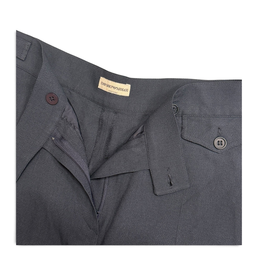 Vintage Emporio Armani Linen Flare Trousers Black (30)