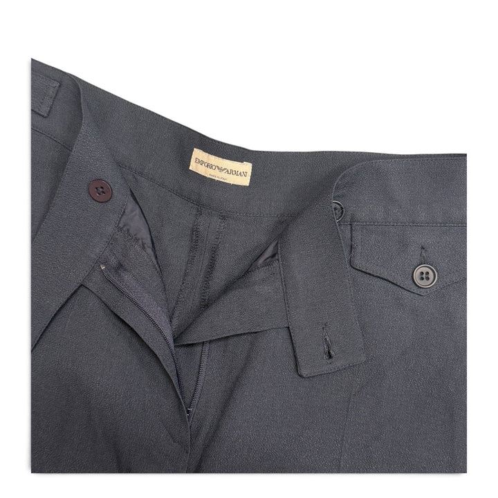Vintage Emporio Armani Linen Flare Trousers Black (30)