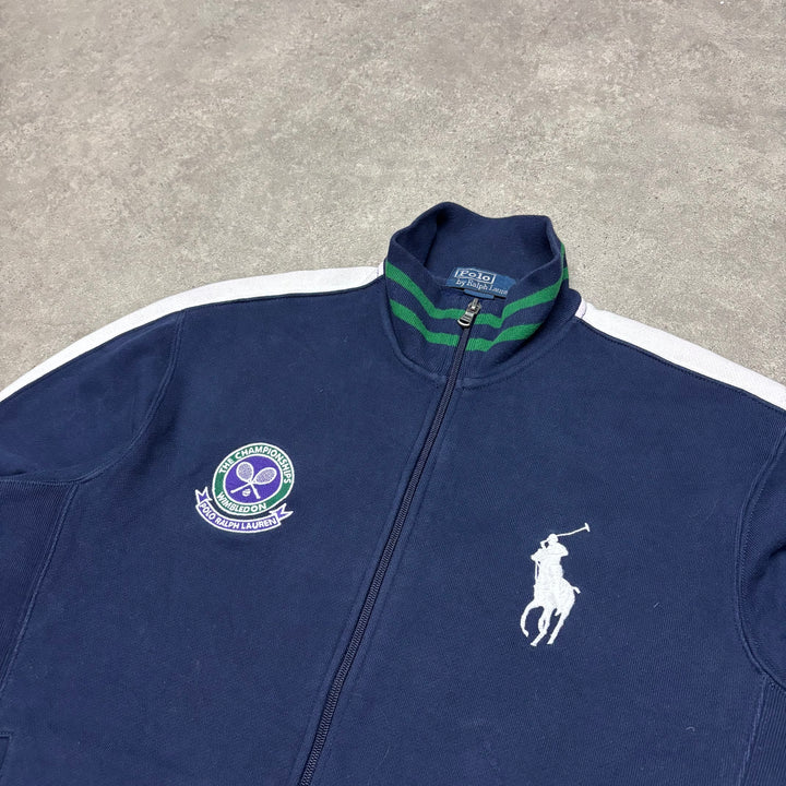 Vintage Polo Ralph Lauren Navy Wimbledon Full Zip Jumper (M)