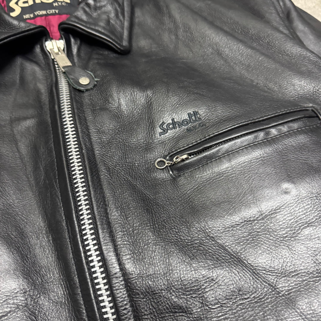 Vintage Schott NYC Black Leather Jacket (XL)