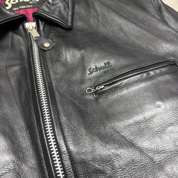 Vintage Schott NYC Black Leather Jacket (XL)