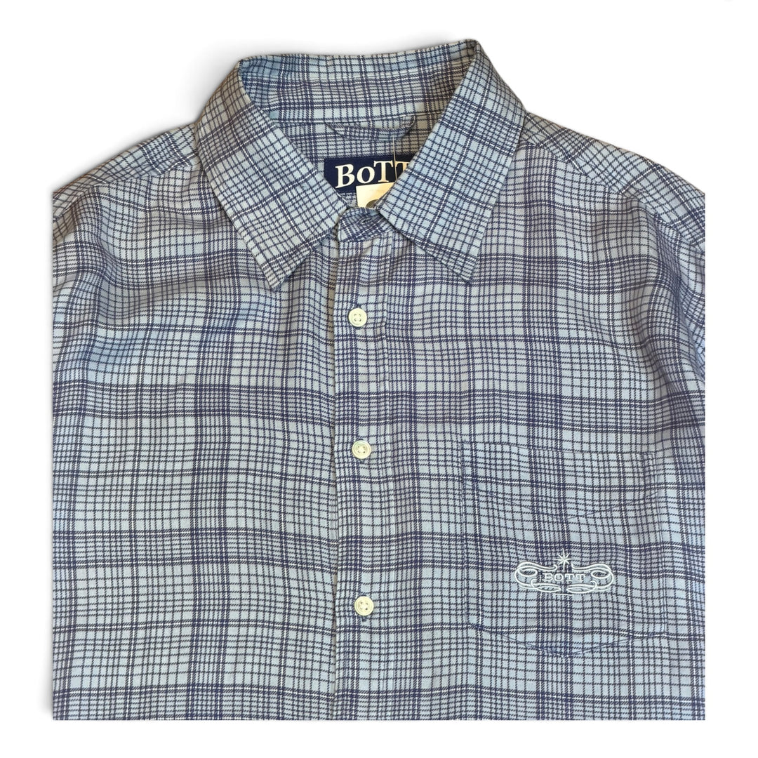 Bott Blue Checkered Lyocell Long Sleeve Shirt (XL)