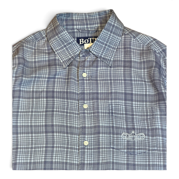 Bott Blue Checkered Lyocell Long Sleeve Shirt (XL)