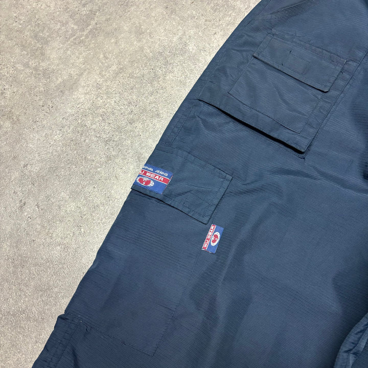 Vintage Wu Tang Clan Wu Wear Navy Lightweight Cargo Trousers (L)
