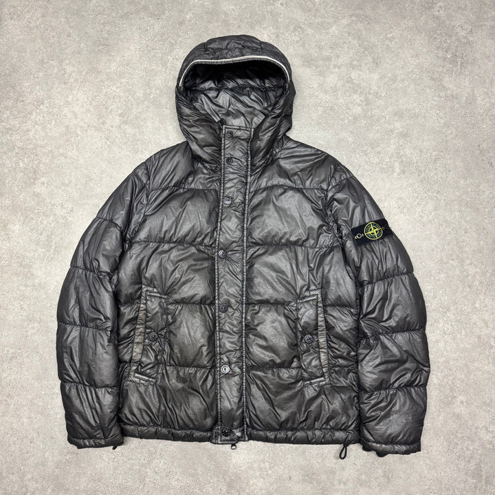 Stone Island Dark Grey Garment Dyed Down Puffer Jacket (XL)