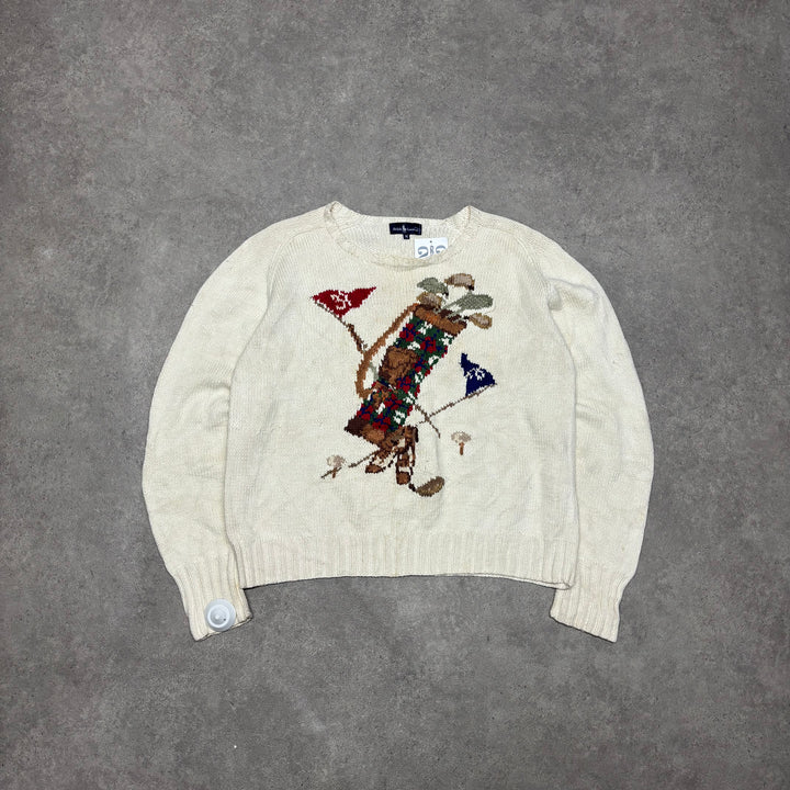 Vintage Polo Ralph Lauren Cream Golf Knitted Sweater (Women's M)