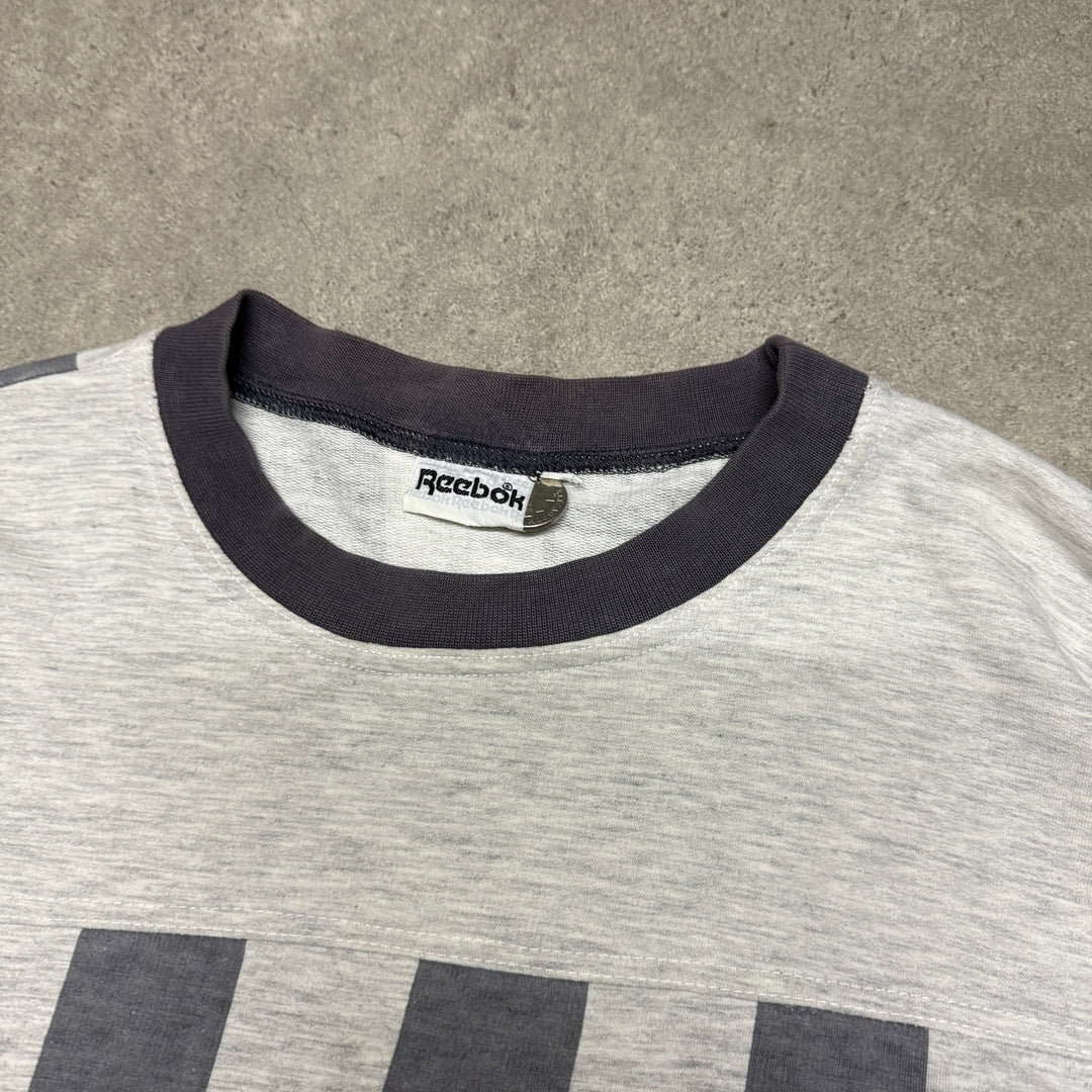 Vintage Reebok Graphic Print Navy & Grey Sweatshirt (XL)