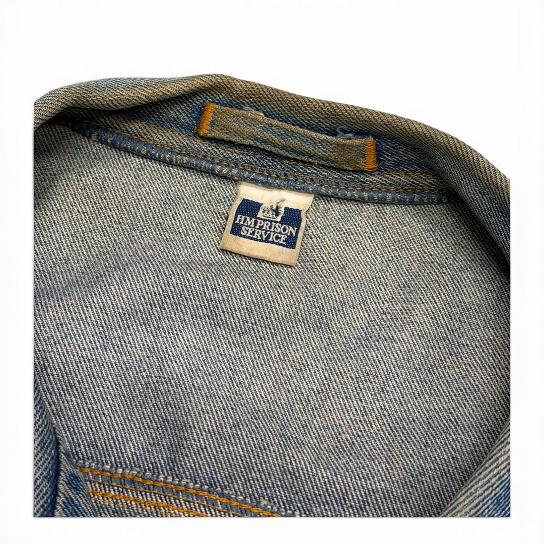 Vintage HM Prison Service Distressed Blue Denim Jacket (M)