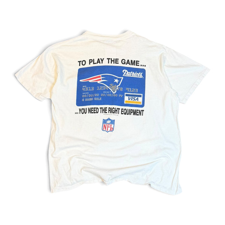 90's Vintage New England Patriots VISA White Graphic T-Shirt (XL)