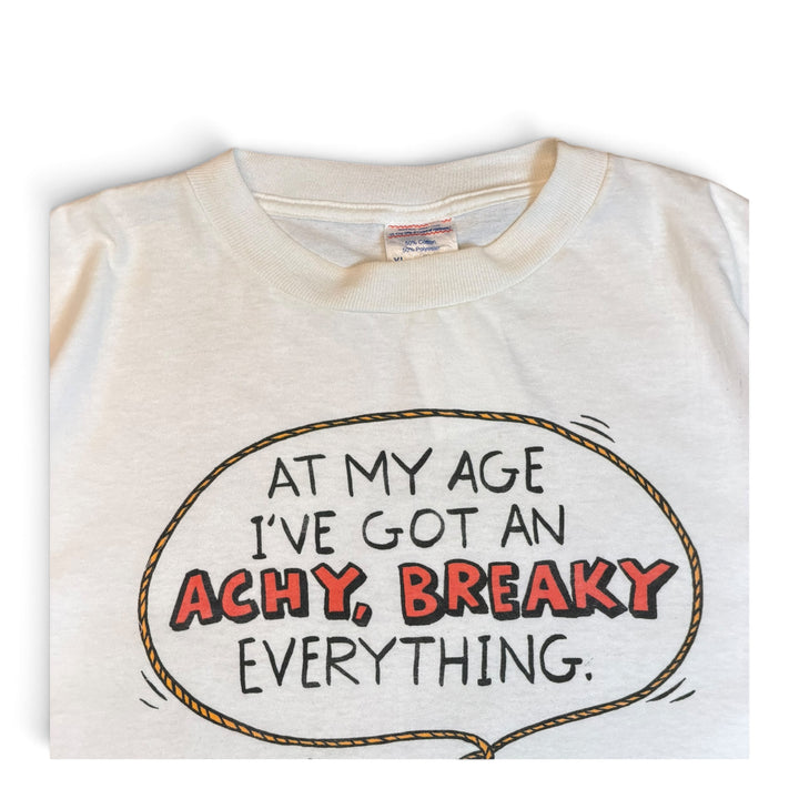 90's Vintage Funny Old White Graphic T-Shirt (XL)