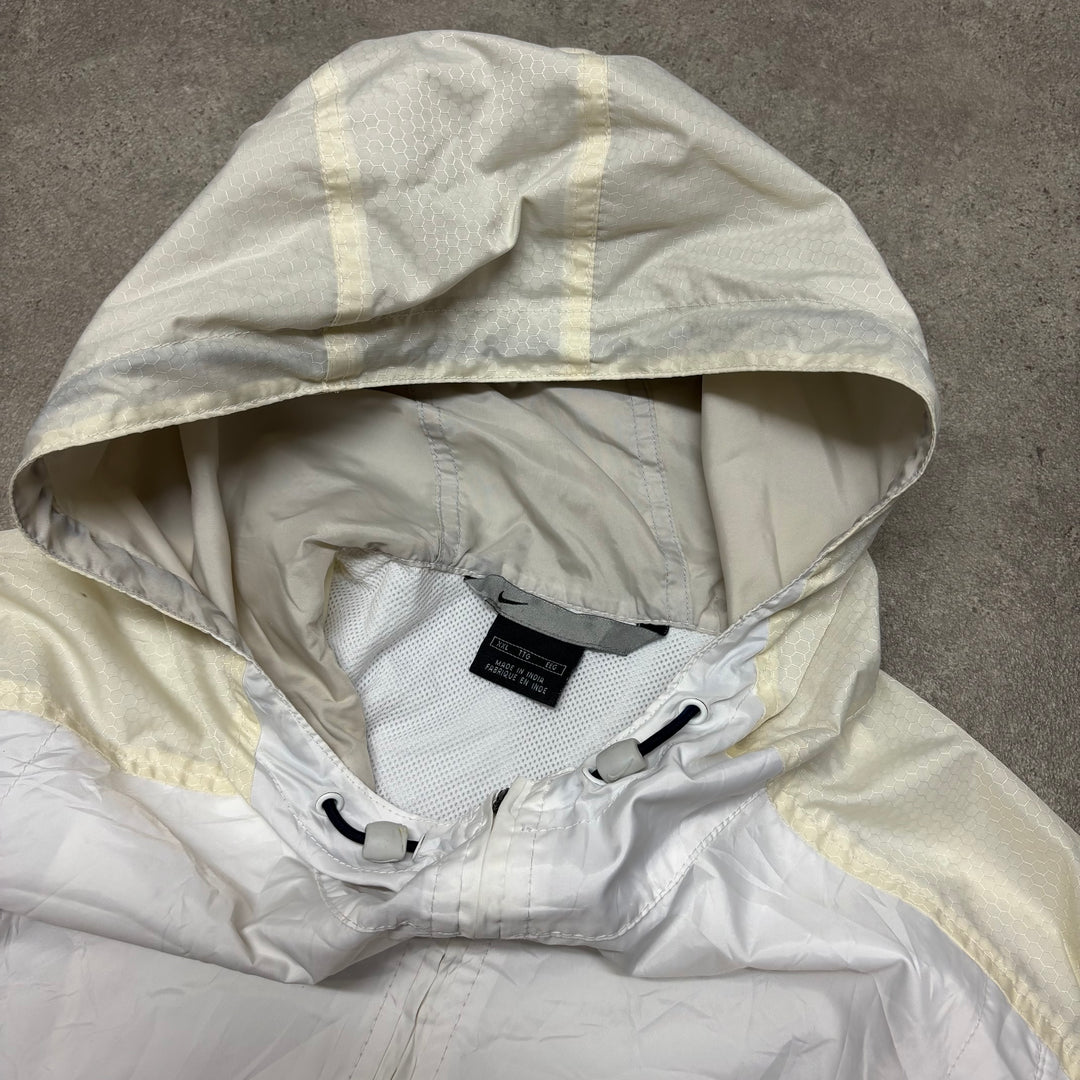 00's Vintage Nike White Quarter Zip Hooded Windbreaker (XXL)