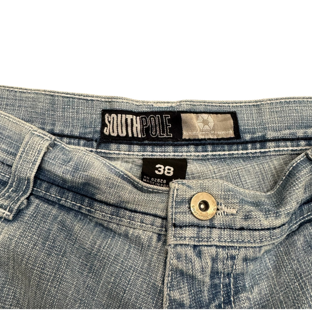 90's Vintage South Pole Light Blue Denim Baggy Jorts (38)