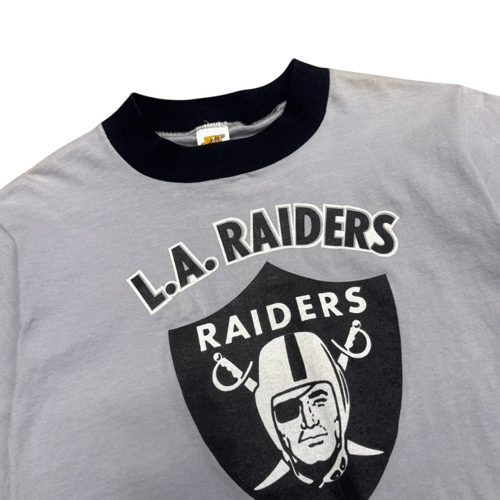 1980's Vintage L.A. Raiders Grey Ringer T-Shirt (M)