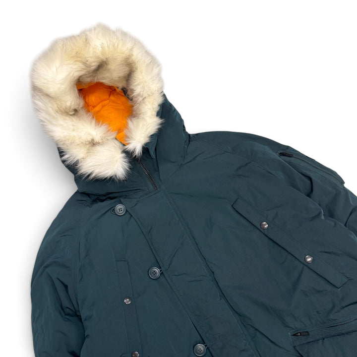Palace P-3B Dark Green Puffer Parka Fur Hood Jacket (XL)