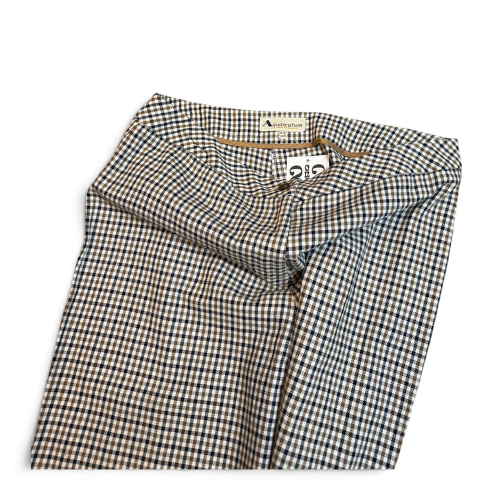 Vintage Aquascutum Checkered Brown Trousers (UK12)