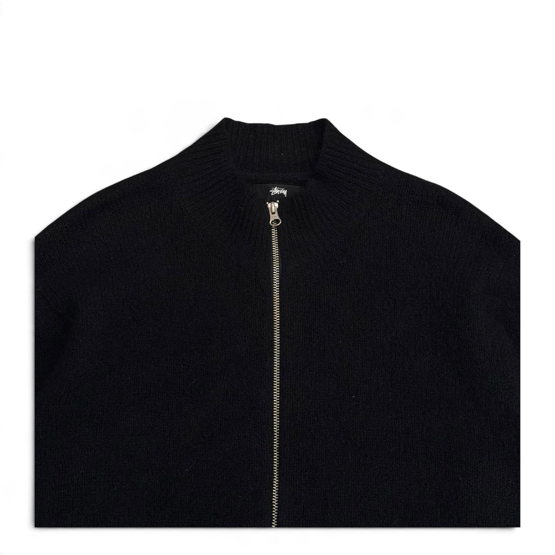 Stussy Black Alpaca Wool Knitted Zip Up Jumper (L)