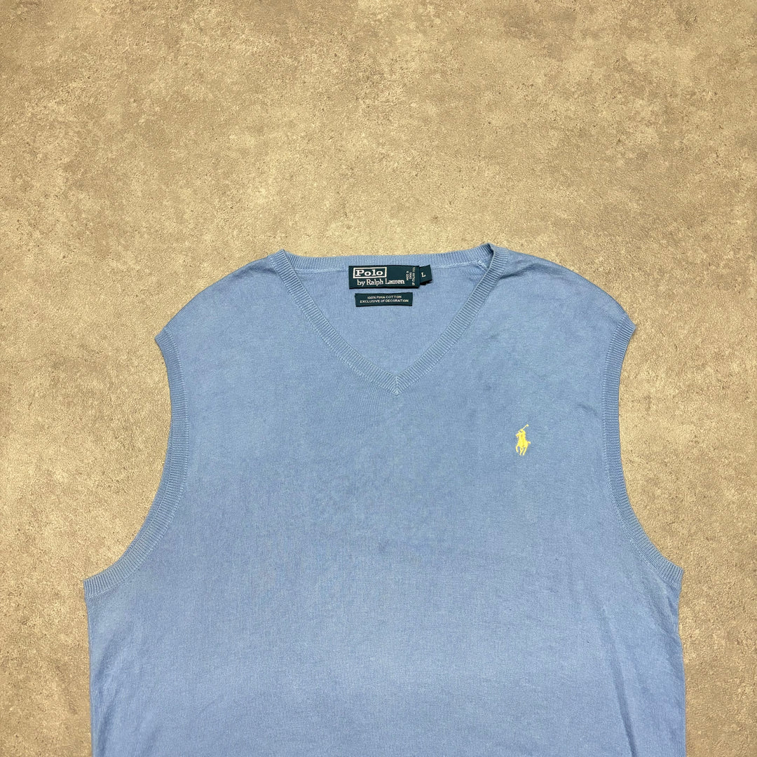 Vintage Polo Ralph Lauren Baby Blue Knitted Vest (M)