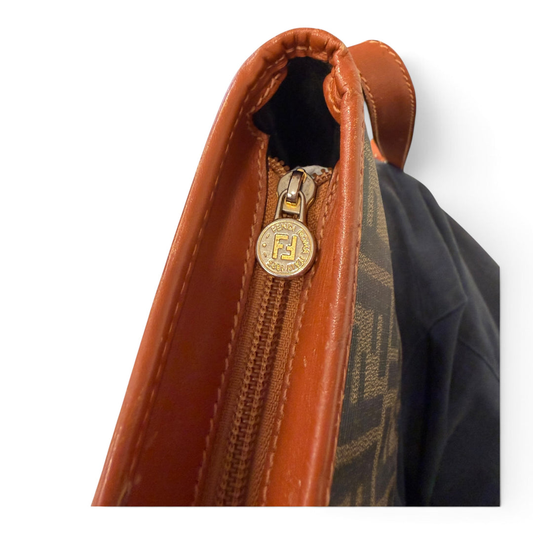 Vintage Fendi Monogram Cross Bag Brown