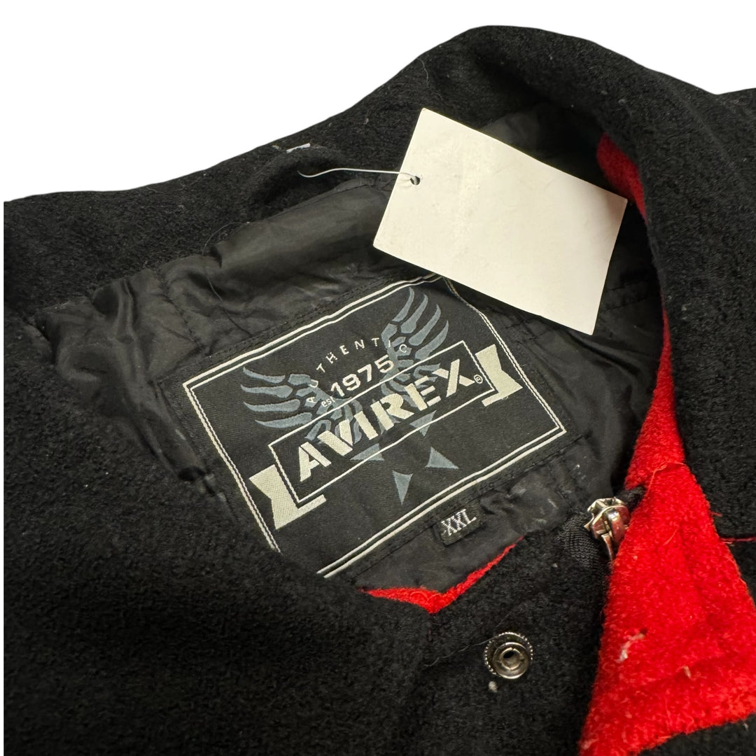 Vintage Avirex Black Fleece King Casino Bomber Jacket (XXL)