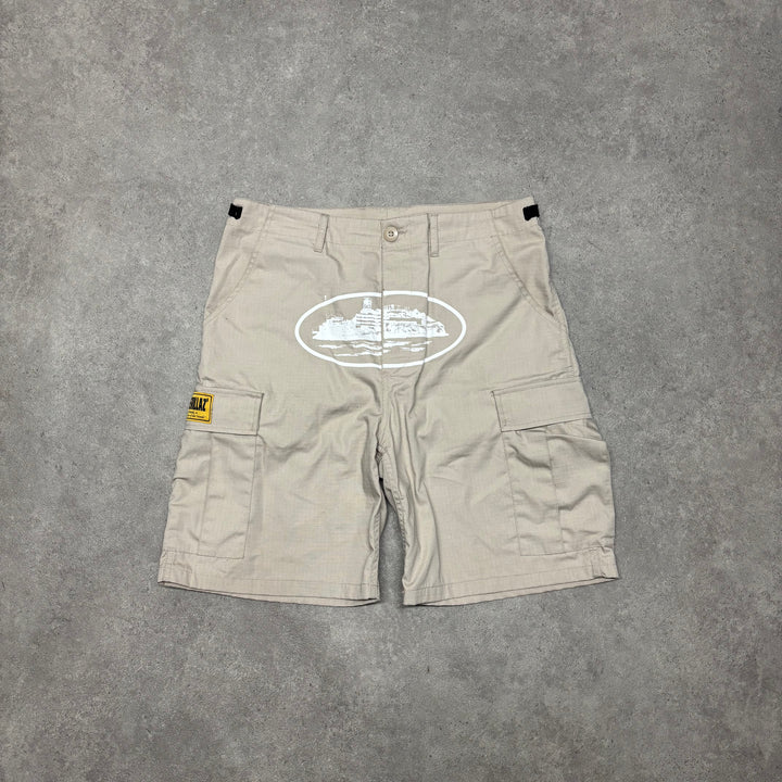 Corteiz Beige Cargo Shorts (M)