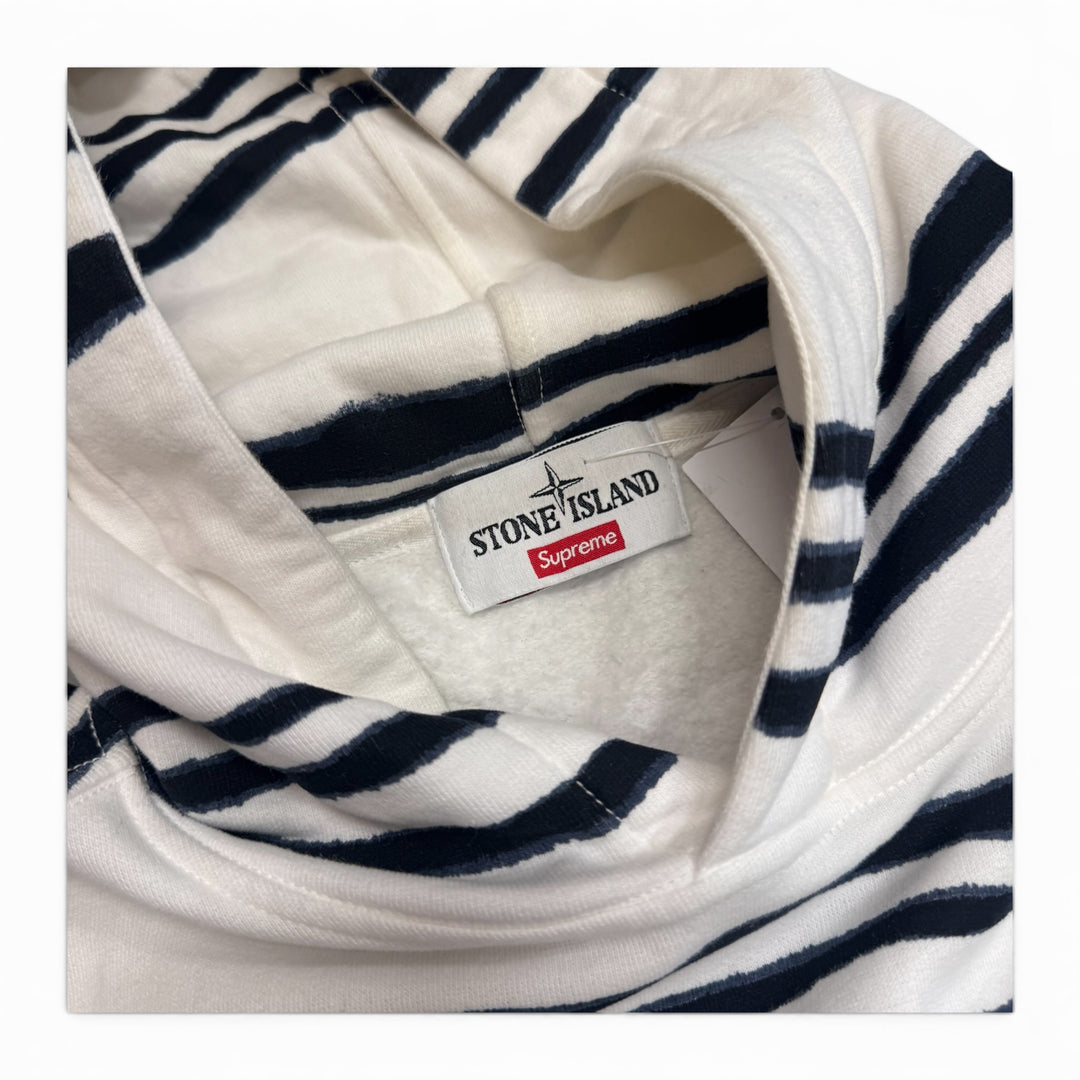 Supreme Stone Island Warp Stripe Hooded Sweatshirt White (M)