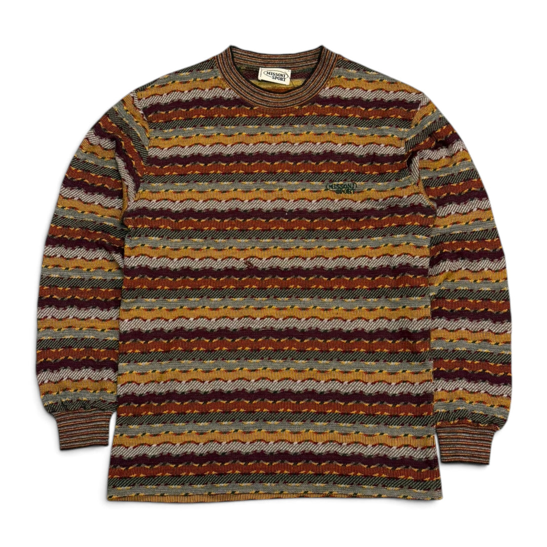 Vintage Missoni Sport Stripy Orange & Red Knitted Jumper (M)