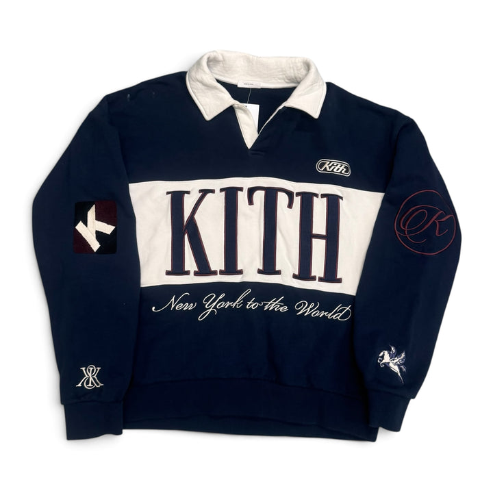 Kith Blue & White Spell Out Rugby Sweatshirt (L)