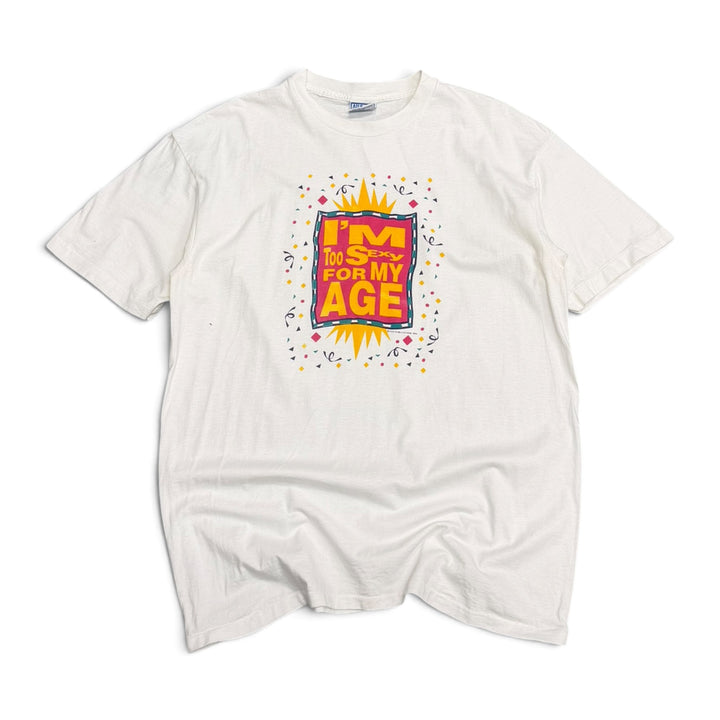 Vintage Single Stitch I am too Sexy Graphic T shirt White (XL)