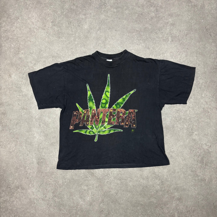 1994 Vintage Pantera Cannabis Black Graphic T-Shirt (XL)