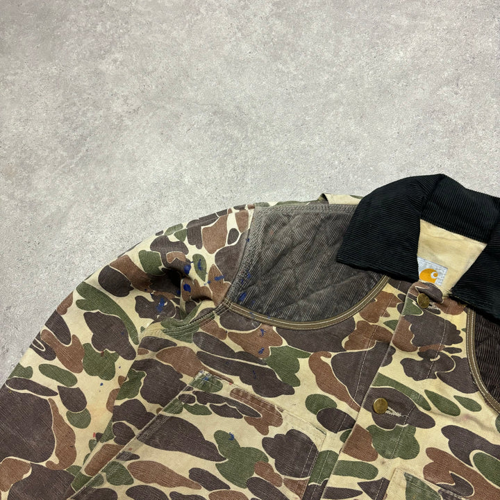80's Vintage Carhartt Duck Camo Collared Workman Jacket (S)