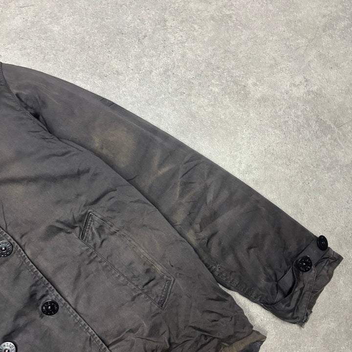 A/W 2006 Stone Island Washed Black Dual Layer Raso Gommato Jacket (L)