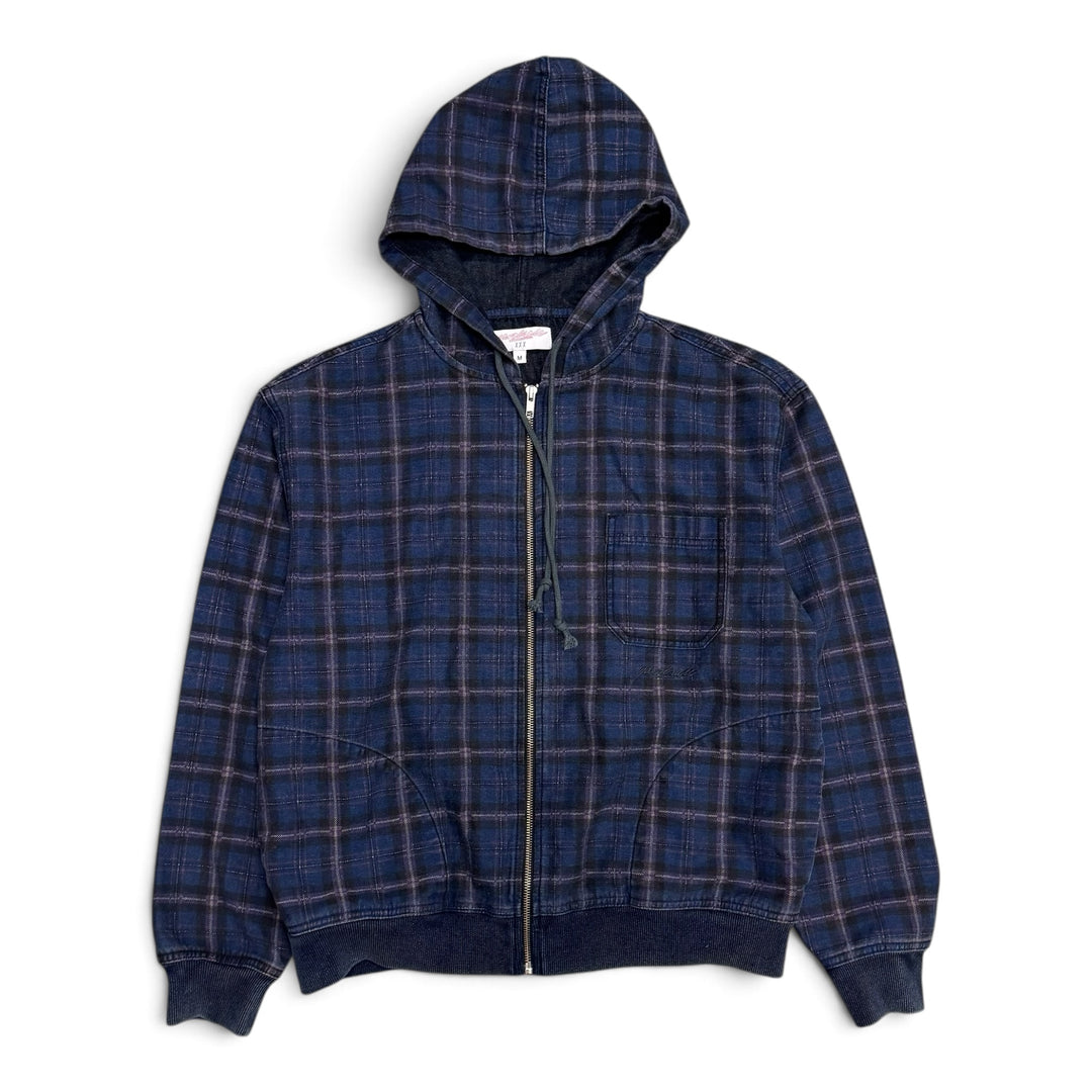 Yardsale Checkered Zip Up Hoodie Blue (M)