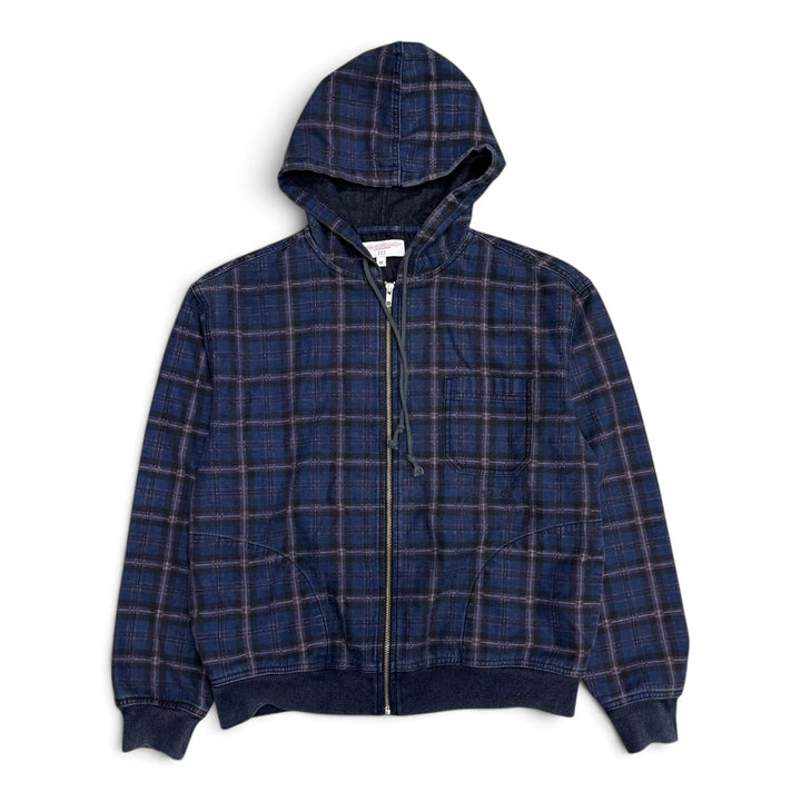 Yardsale Checkered Zip Up Hoodie Blue (M)