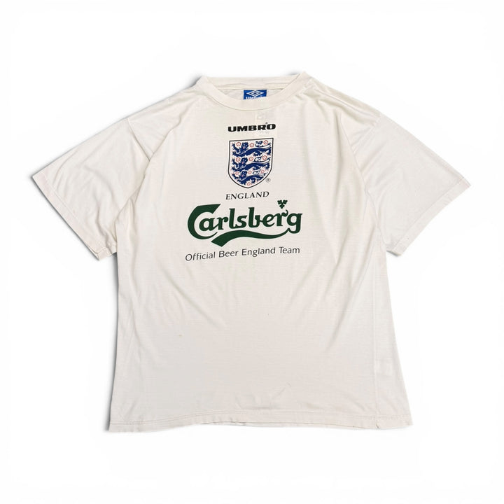 90's Vintage England Umbro White Carlsberg T-Shirt (XL)