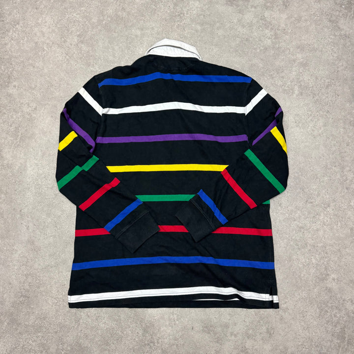Vintage Polo Ralph Lauren Multicoloured Striped Rugby Shirt (XL)