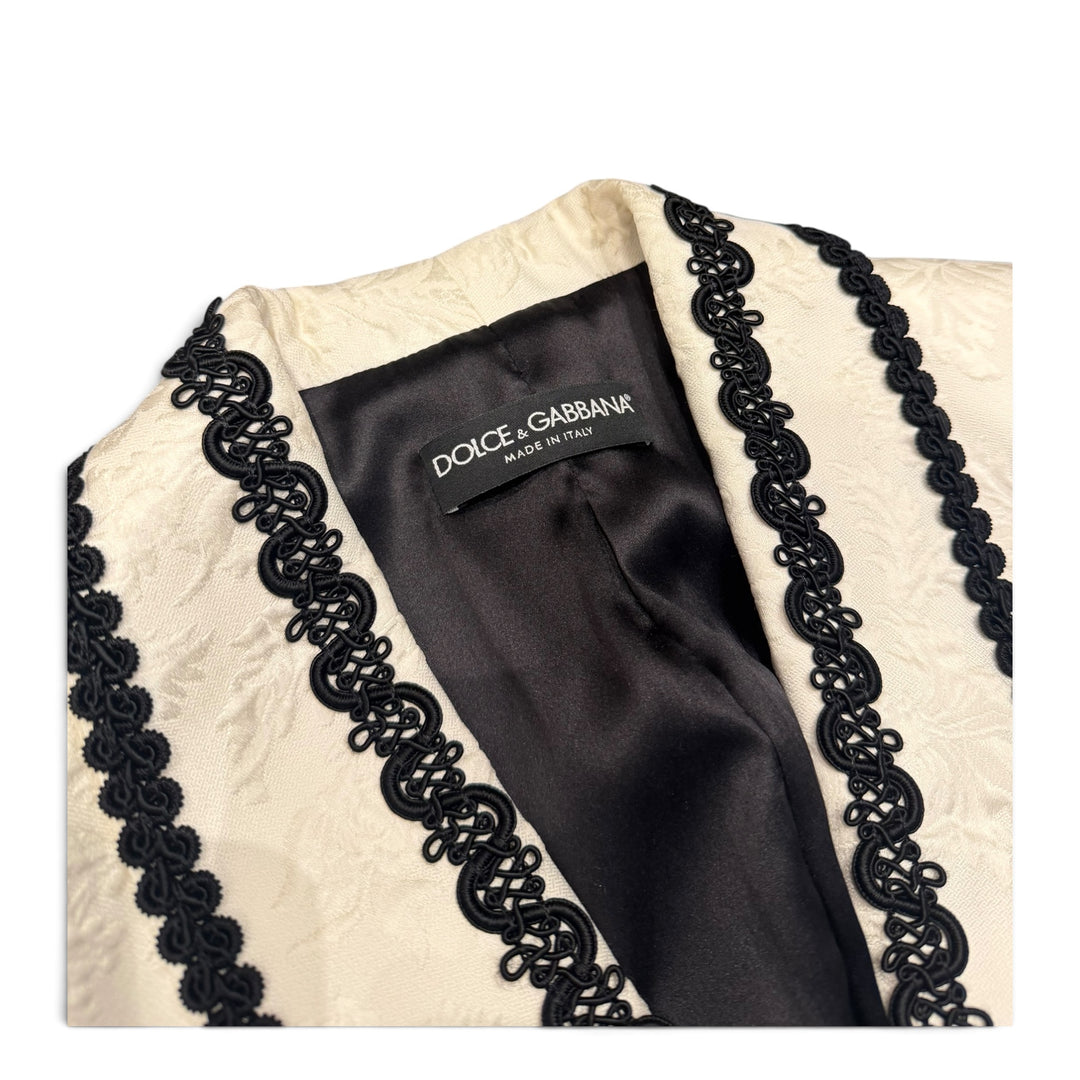 Dolce & Gabbana White & Black Jacquard Suit Two Piece Set (38)
