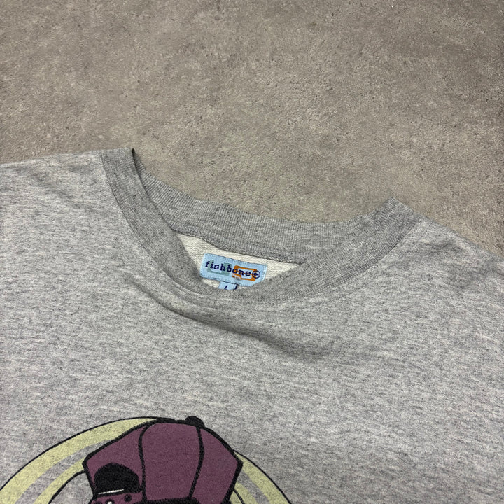 90's Vintage Fish Bone Grey Graphic Sweatshirt (L)