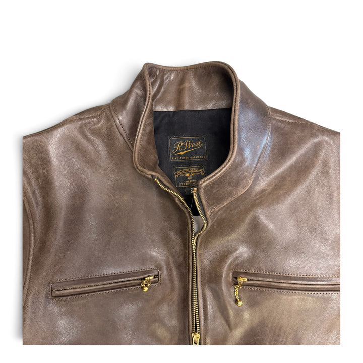 R. West Real Leather Jacket Light Brown (S)