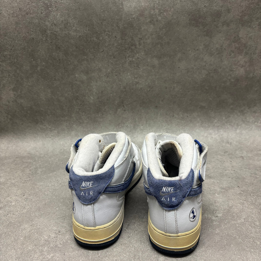 Vintage Nike Air Force 1 White & Blue Mid Top Trainers (UK9)