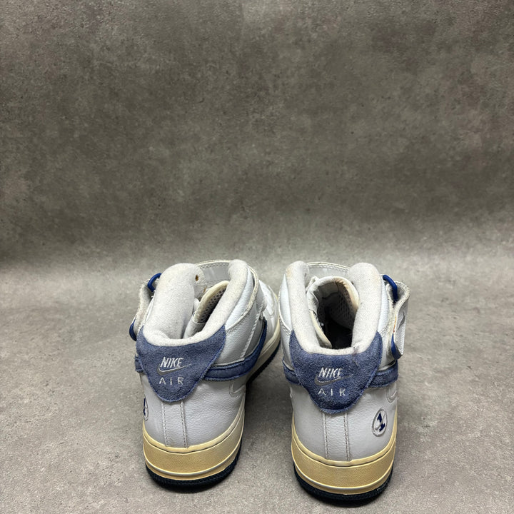 Vintage Nike Air Force 1 White & Blue Mid Top Trainers (UK9)